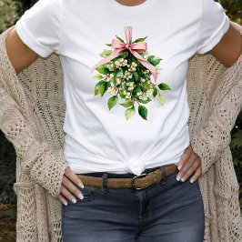 Maretak met roze lint t-shirt