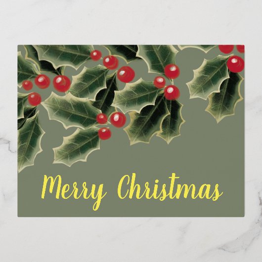 Maretak Prettig Kerstfeest Folie Feestdagen Briefkaart (Voorkant)
