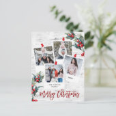 Maretak Rustieke Berk Kerst 4 Foto Vakanties Feestdagenkaart (Staand voorkant)