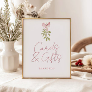 Maretak Stof Roze Strik Kaarten Cadeaus Poster