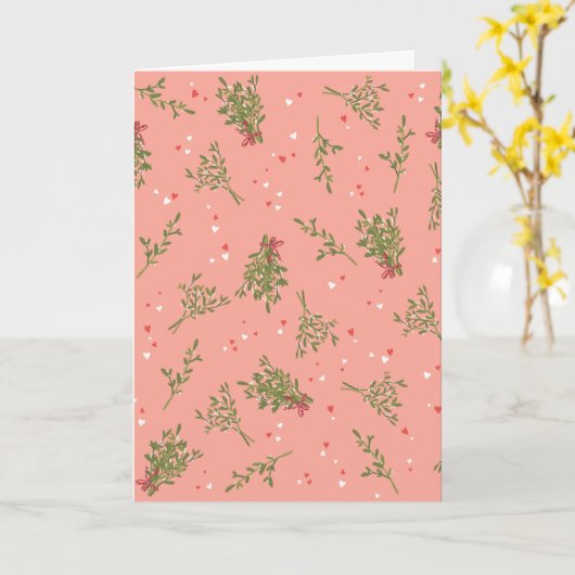 Maretak Sweet Roze Prettige Feestdagen Botanische  Kaart (Gele Bloem)