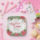 Maretak Voor Mrs Winter Poinsettia Bruidsfeest Papieren Bordje (Feest)