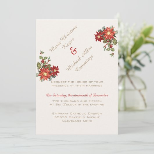  maretak winter bruiloft uitnodiging (Staand voorkant)