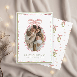 Maretakboog Ornament Familie Foto Kerstkaart Kaart