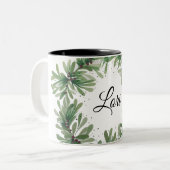 Maretakkrans monogram sjabloon Twee-tonige koffie Tweekleurige Koffiemok (Voorkant links)