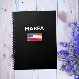 Marfa Texas American Flag Dark Color Notitieboek