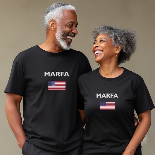 Marfa Texas American Flag Dark Color T-shirt