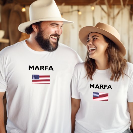 Marfa Texas American Flag Light Color T-shirt