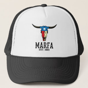 Marfa Texas Bull Longhorn Skull Texan Flag Art Trucker Pet