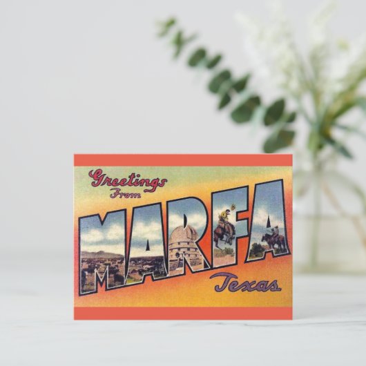 Marfa Texas Vintage Travel Greetings Briefkaart (Staand voorkant)