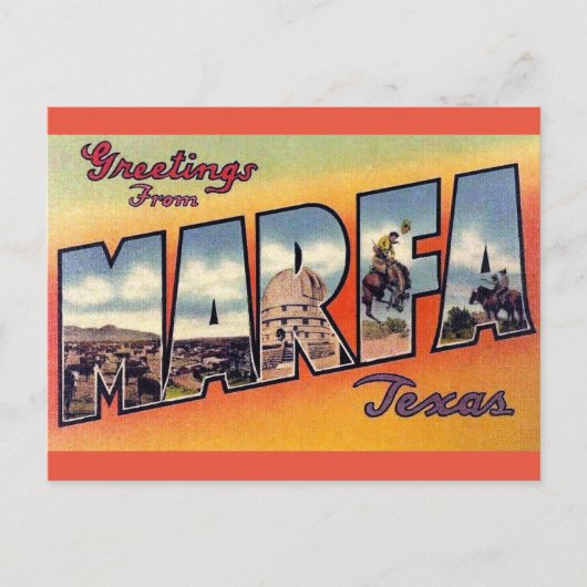 Marfa Texas Vintage Travel Greetings Briefkaart (Voorkant)