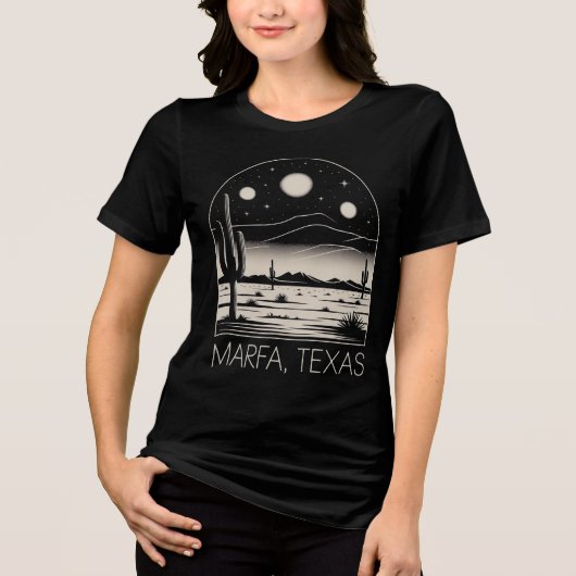 Marfa Texas Woestijn Retro Minimalistische T-Shirt (Voorkant)