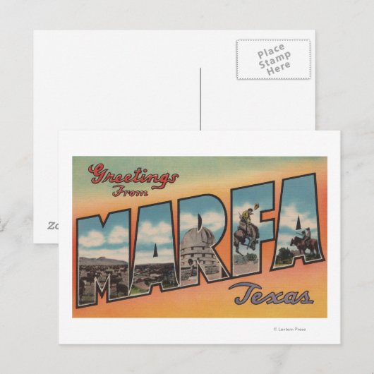 Marfa, TexasLarge Letter ScenesMarfa, TX Briefkaart (Voorkant / Achterkant)