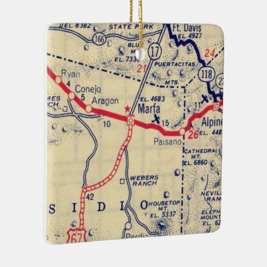 Marfa TX  kaart Keramisch Ornament (Rechts)