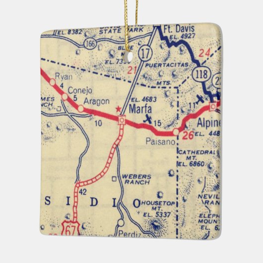 Marfa TX  kaart Keramisch Ornament (Links)