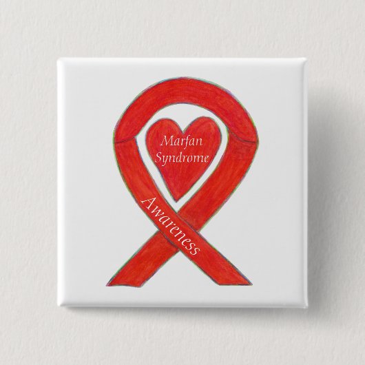 Marfan Syndrome Awareness Heart Ribbon Custom Pins Vierkante Button 5,1 Cm (Voorkant)