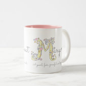 Margaret Letter M-naam betekent monogram-mok Tweekleurige Koffiemok (Voorkant rechts)