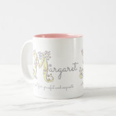 Margaret Letter M-naam betekent monogram-mok Tweekleurige Koffiemok (Voorkant links)