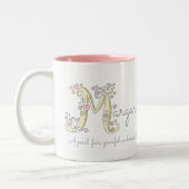 Margaret Letter M-naam betekent monogram-mok Tweekleurige Koffiemok (Links)