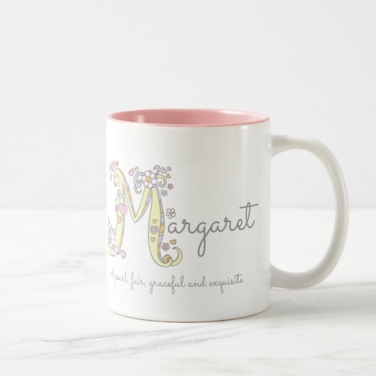 Margaret Letter M-naam betekent monogram-mok Tweekleurige Koffiemok (Rechts)