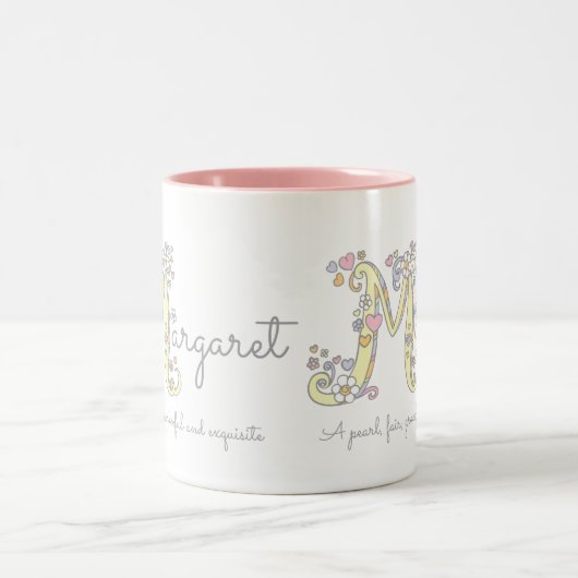 Margaret Letter M-naam betekent monogram-mok Tweekleurige Koffiemok (Center)