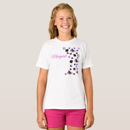 Margaret Name with Guinee Pigs and Pansies, T-shirt (Voorkant volledig)