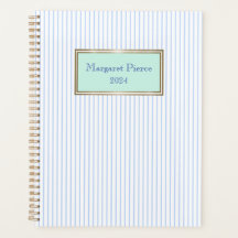 Margaret Pinstripe Planner in Mint