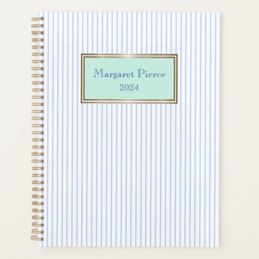 Margaret Pinstripe Planner in Mint (Voorkant)