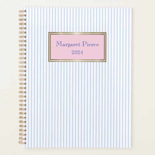 Margaret Pinstripe Planner met Roze (Voorkant)