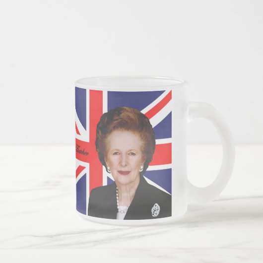 Margaret Thatcher - Britse vlag Matglas Koffiemok (Rechts)