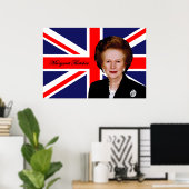 Margaret Thatcher - Britse vlag Poster (Thuiskantoor)
