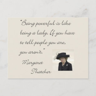 Margaret Thatcher citeert "Krachtig zijn..." Briefkaart