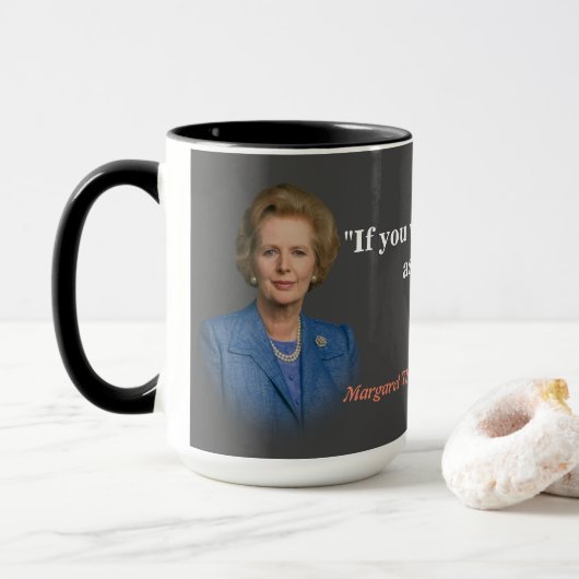 Margaret Thatcher citeert wie om te vragen Mok (Met donut)