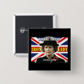 Margaret Thatcher minister-president Vierkante Button 5,1 Cm (Voorkant /achterkant)
