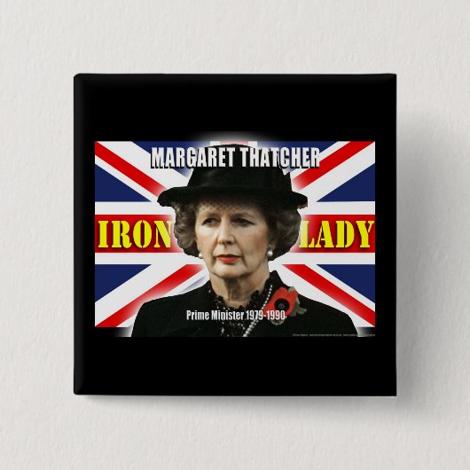Margaret Thatcher minister-president Vierkante Button 5,1 Cm (Voorkant)