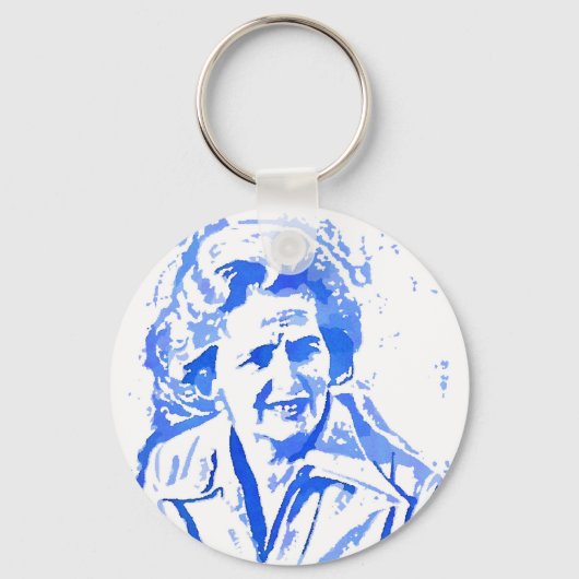 Margaret Thatcher Pop Art Portret Sleutelhanger (Voorkant)