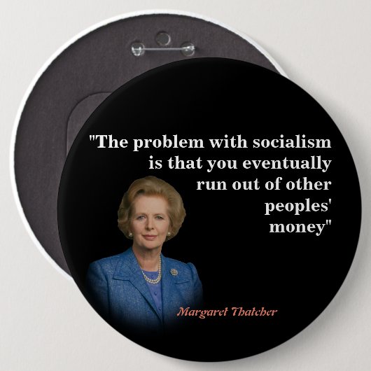 Margaret Thatcher Quote over de Button van het soc (Voorkant /achterkant)