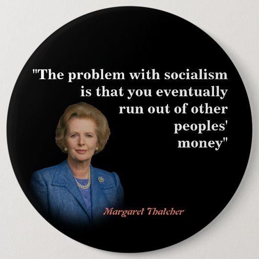 Margaret Thatcher Quote over de Button van het soc (Voorkant)