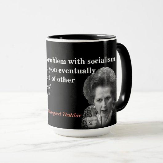 Margaret Thatcher Quote over het socialisme Mok (Voorkant rechts)