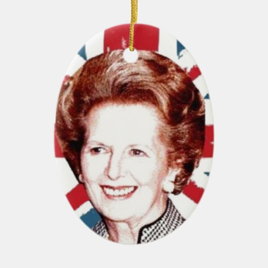 MARGARET THATCHER UNION JACK KERAMISCH ORNAMENT (Voorkant)