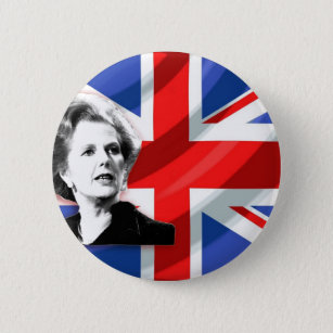 Margaret Thatcher Union Jack Ronde Button 5,7 Cm