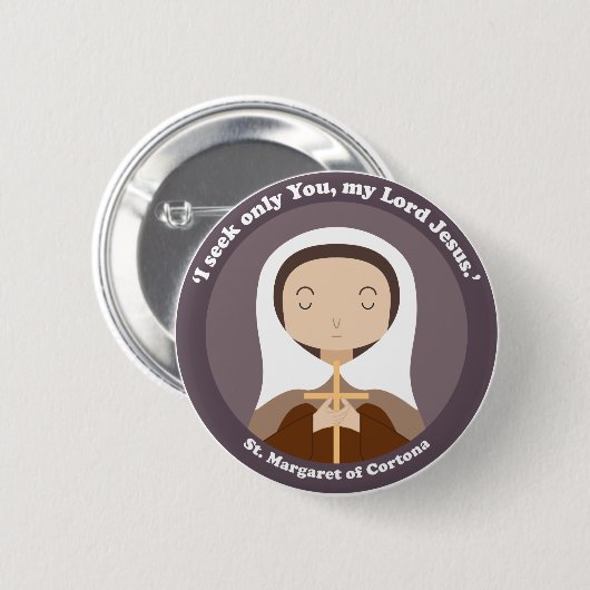 Margaret van Cortona Ronde Button 5,7 Cm (Voorkant /achterkant)