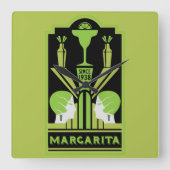 Margarita Art Deco Cocktail Vierkante Klok (Voorkant)