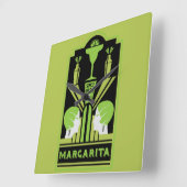 Margarita Art Deco Cocktail Vierkante Klok (Hoek)