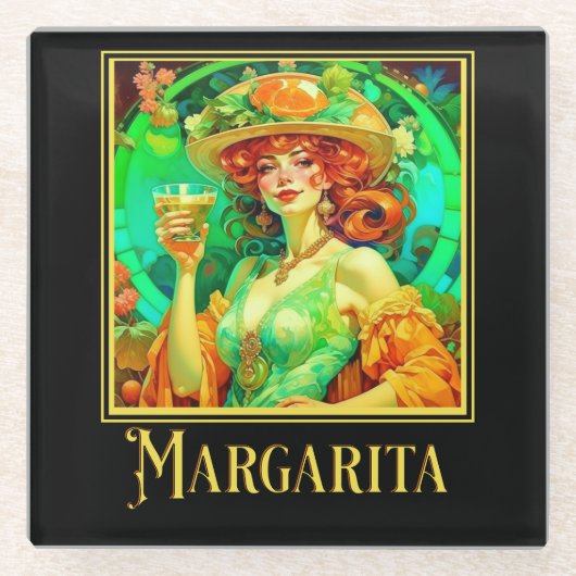 Margarita Art Nouveau Glazen Onderzetter (Voorkant)