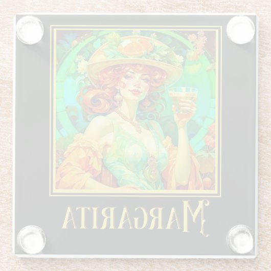 Margarita Art Nouveau Glazen Onderzetter (Achterkant)