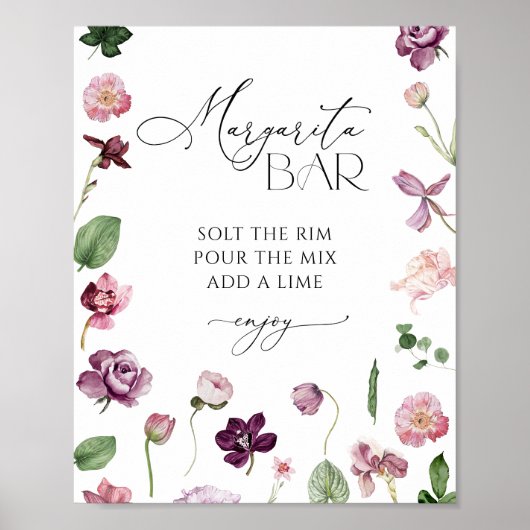 Margarita Bar Bloem Bruiloftsborrel Poster (Voorkant)