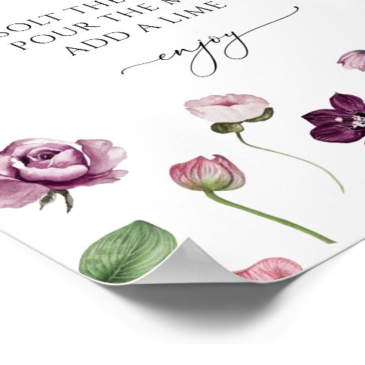 Margarita Bar Bloemen Bruidsfeest Poster (Hoek)