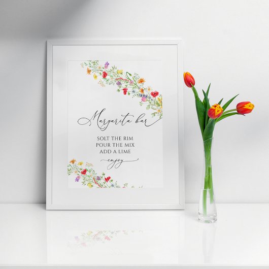 Margarita bar bloemig bruiloftsuitnodiging poster