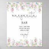 Margarita Bar Blush Roze Bloem Bruiloft Poster (Voorkant)